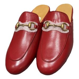 GUCC Women's Princetown horsebit-detailed leather mules/slippers | Red | EU 39.5